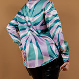 Scarf Printed Silky Blouse
