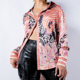 Scarf Printed Silky Blouse
