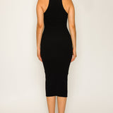 Keyhole Front Knit Bodycon Midi Dress