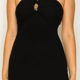 Keyhole Front Knit Bodycon Midi Dress
