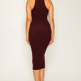 Keyhole Front Knit Bodycon Midi Dress