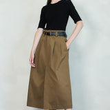 Two-Tone Knit Midi Dress with Belt