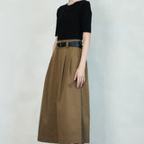 Two-Tone Knit Midi Dress with Belt