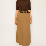 Two-Tone Knit Midi Dress with Belt