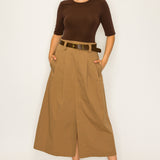 Two-Tone Knit Midi Dress with Belt