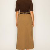 Two-Tone Knit Midi Dress with Belt