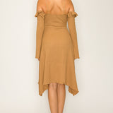 Romantic Ruffled Lace-Up Midi Dress