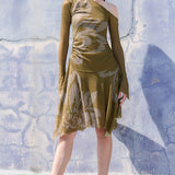 Draped Asymmetric Floral Print One-Shoulder Dress