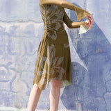 Draped Asymmetric Floral Print One-Shoulder Dress