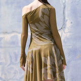 Draped Asymmetric Floral Print One-Shoulder Dress