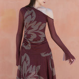 Draped Asymmetric Floral Print One-Shoulder Dress