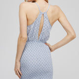Halter Neck Open Back Ruched Bodycon Frill Dress