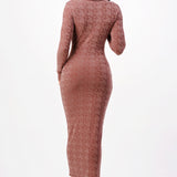 Lapel Collar Midi Dress
