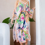 Scarf Print Cold Shoulder Dress