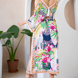 Scarf Print Cold Shoulder Dress