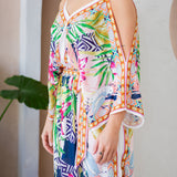 Scarf Print Cold Shoulder Dress