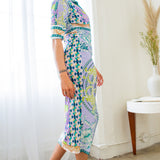 Button Down Half Sleeve Midi Dress