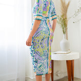 Button Down Half Sleeve Midi Dress