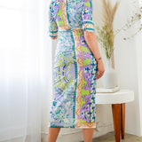 Button Down Half Sleeve Midi Dress