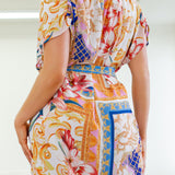 Ruched Shoulder Button Down Midi Dress