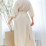 Collared Wrap Style Midi Dress