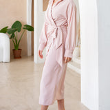 Solid Wrap Style Midi Dress