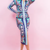 LONG SLEEVE FRONT DRAPE BUTTON DOWN MIDI SHIRT DRESS