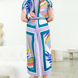 Ruched Shoulder Button Down Midi Dress