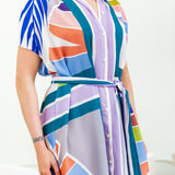 Ruched Shoulder Button Down Midi Dress