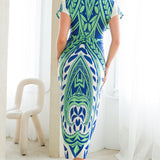Deep V-neck Pleats Midi Dress