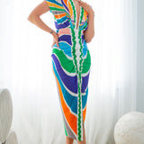 deep v neck front drapes midi dress