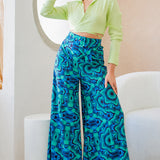high waisted wide pants in green