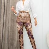 leggings style bell bottom high waist pants with side slits