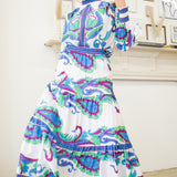 Tiered Maxi long skirt in blue