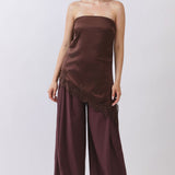 Strapless Satin Lace Trim Top