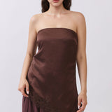 Strapless Satin Lace Trim Top