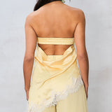 Strapless Satin Lace Trim Top