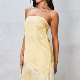 Strapless Satin Lace Trim Top