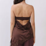 Strapless Satin Lace Trim Top