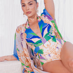 Halter Neck One Piece Swimsuit & Cover-up Set