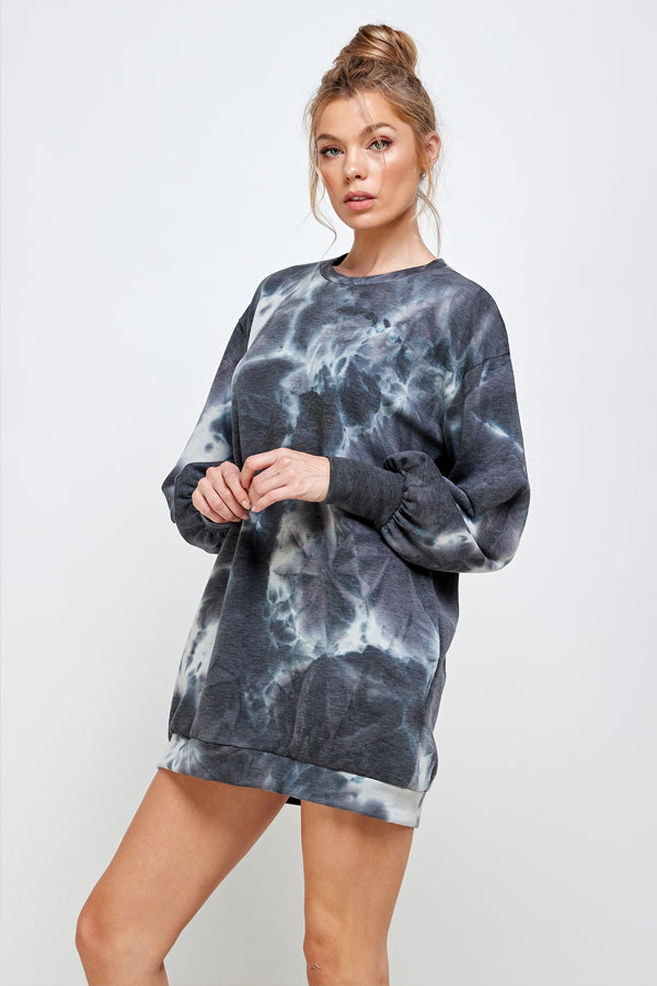 STYLEVAVA french terry knit dress-black