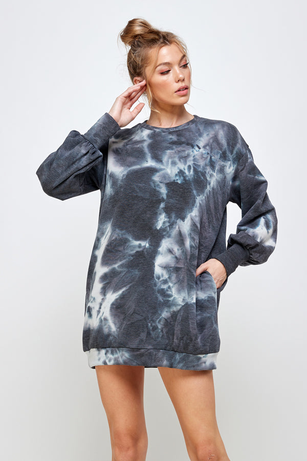 STYLEVAVA french terry knit dress-black
