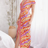 Knot Front V-Neck Midi Dress
