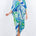 Long V-neck kaftan beach coverup dress with below-the-elbow length sleeves
