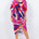 Long V-neck kaftan beach coverup dress with below-the-elbow length sleeves