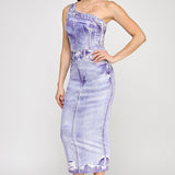 One Shoulder Denim Effect Dress
