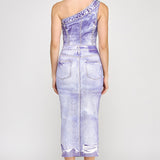 One Shoulder Denim Effect Dress