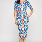 Button Down Short Sleeve Midi Dress