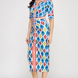 Button Down Short Sleeve Midi Dress