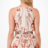 Smocked Waist Floral Halter Dress